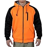 FONIRRA Hi Vis Hoodie for Men Sherpa Fleece Safety Jackets Zipper High Visibility Construction Work Sweatshirts