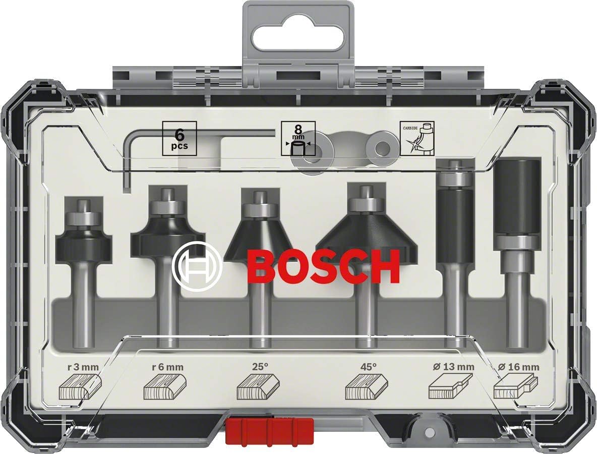 Bosch Professional 6 pcs. Trim & Edging Router Bit Set (for Wood diameter 8 mm Shank, Accessory Router), Multi-coloured - Image 4