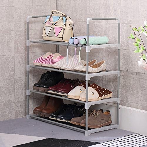 LISHBIE Shoe Rack Shoe Tower Shelf Storage Organizer Cabinet Grey (4-Tier)