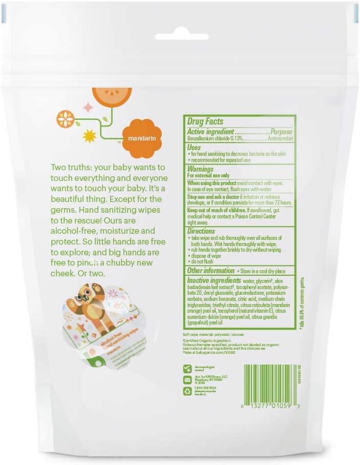 babyganics hand sanitizing individual packet wipes