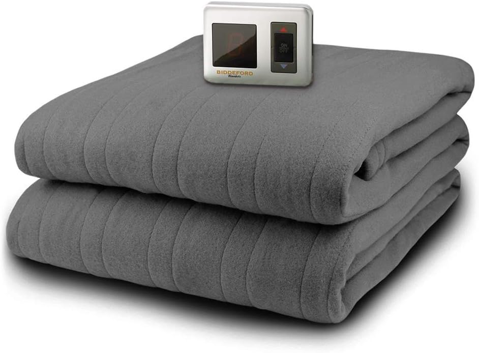 MicroPlush Electric Blanket with Controller Gray Twin Electric Blankets
