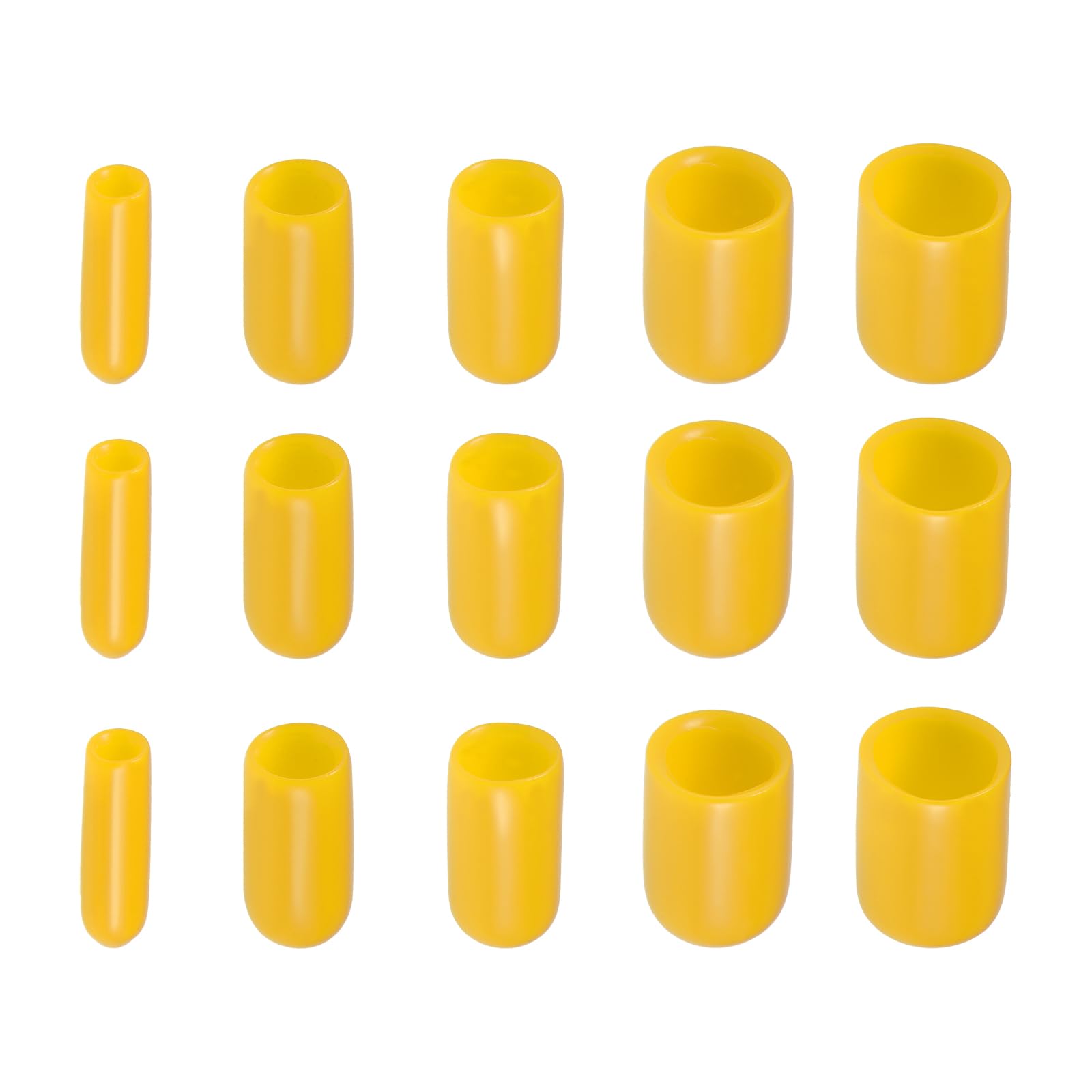 Rebower 100 Pack Screw Thread Protector Cover Rubber End Caps, [for Screw, Bolt, Rod End Cap] - 1/8 inch 3/16 inch 1/4 inch 5/16 inch 3/8 inch inner dia/Yellow