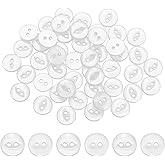 PATIKIL 50Pcs 16L Round Sewing Buttons, 10mm 2/5" 2-Hole Resin Fish Eye Buttons Round Clothing Fastener for Sewing Clothes Fabric Pants Dress Skirt Crafts Replacement, White