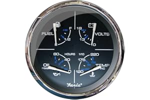 Faria Beede 33762 Multifunction 5" Gauge Fuel/Oil PSI/Water Temp/Voltmeter - Chesapeake, Black SS