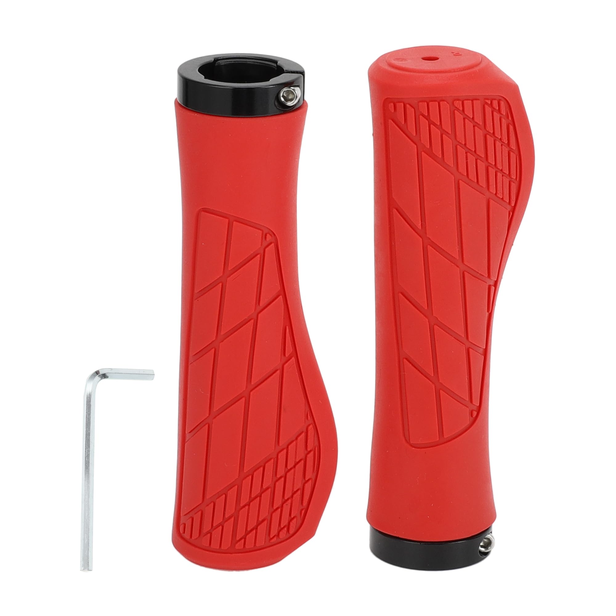 TUCKBOLD Bike Handlebar Grips Covers 134mm Long Lightweight | Bicycle End Grips Protector Red 1 Pair
