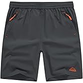 TBMPOY Men's Hiking Shorts Quick Dry Athletic Gym Workout Short with Zipper Pockets