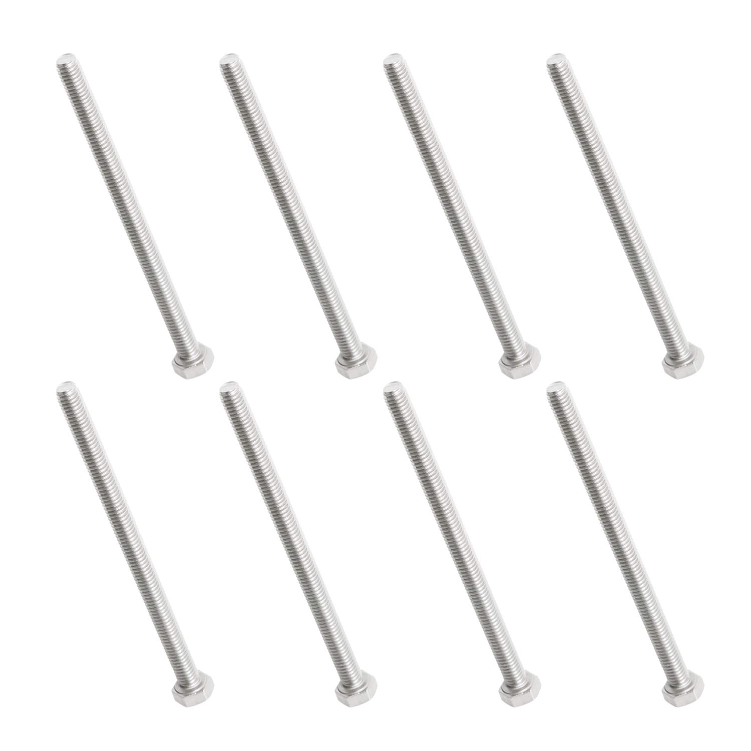 Aopin M6 x 110mm Hex Head Bolts Screws Grade 5.8 Stainless Steel, Fasteners Fully Machine Threaded SUS304 8 Pcs