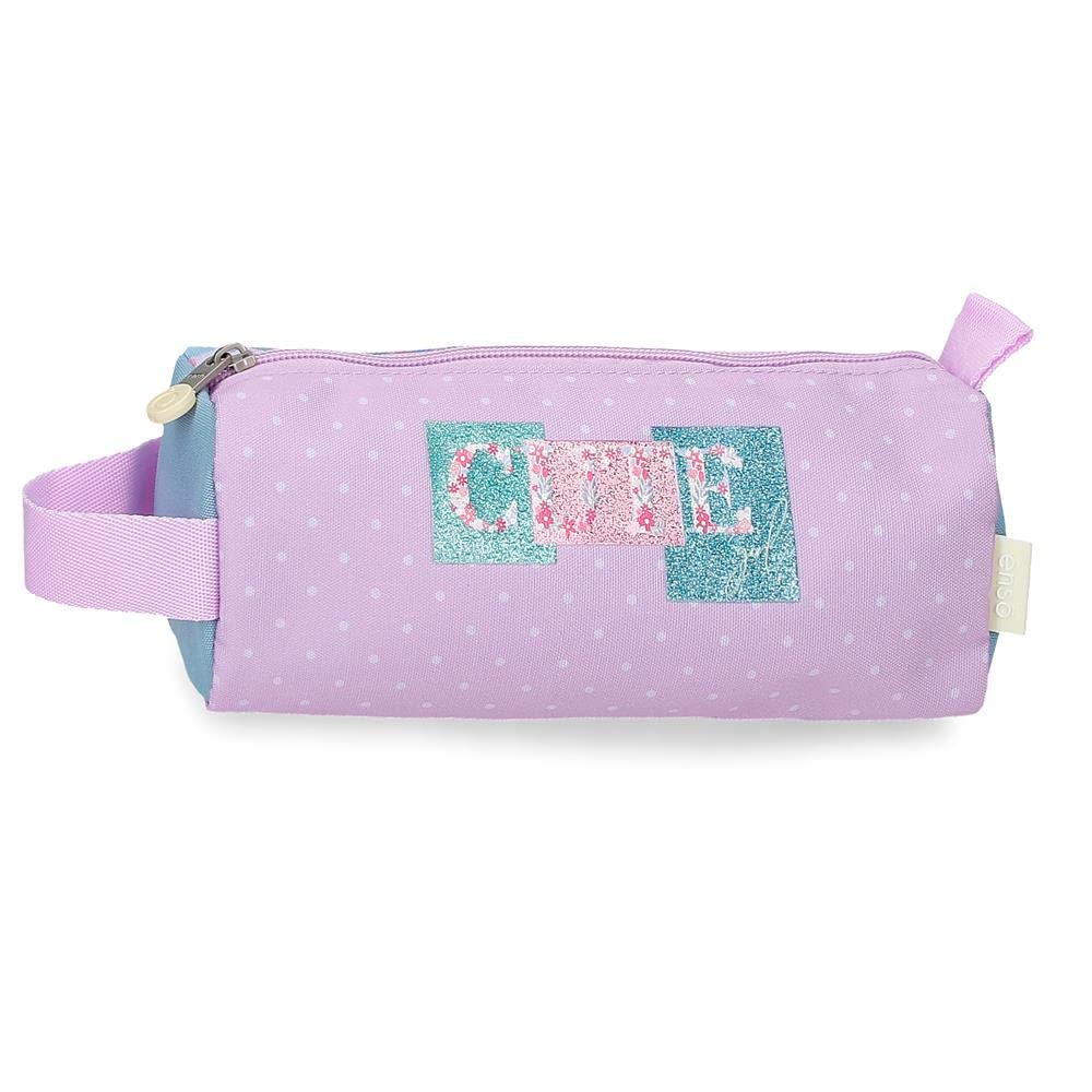 Enso Cute girl Purple Round Pencil Case 23x9x9 cms Polyester
