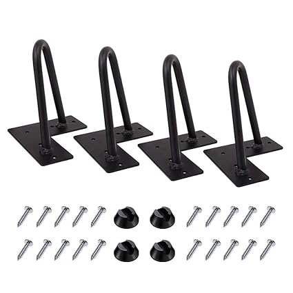 Hairpin Legs 4 Inch Set Of 4 Diy Furniture Metal Table Legs Perfect For Cabinet Wardrobe Tv Cabinets Drawers Nightstand 3 8 Diameter Satin Black Two Rod Mid Century Modern Style Amazon In Home Improvement
