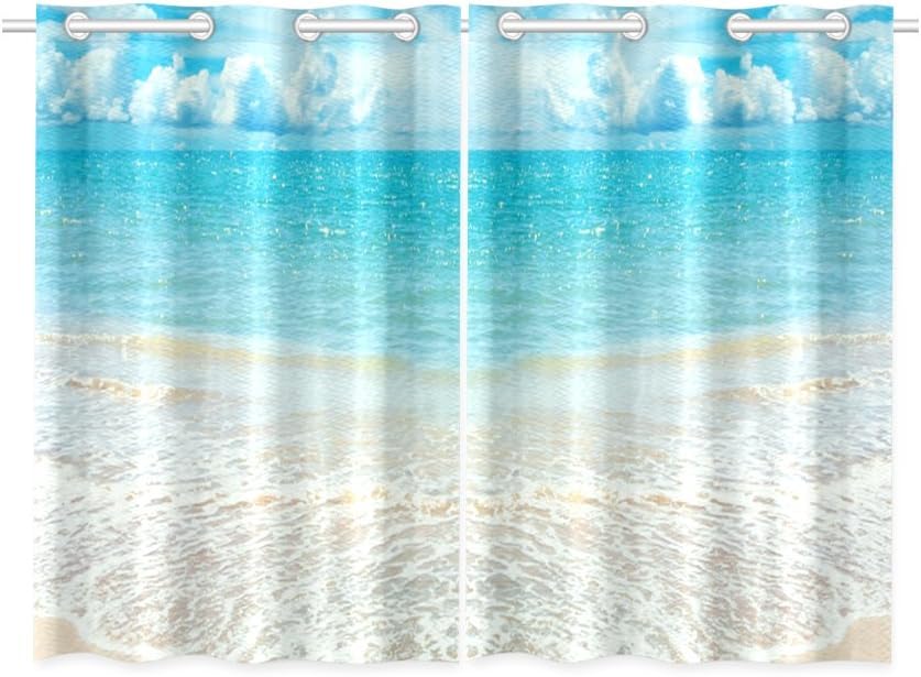 Amazon Com Artsadd Adediy Custom Kitchen Curtains Tropical Beach Theme Ocean Waves California Paradise Kitchen Curtain 26x39 Inch Two Piece Kitchen Linen Window Decor Home Kitchen