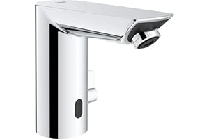 GROHE 36467000 BAU Cosmopolitan E Electronic Bathroom Faucet, DC Power, Starlight Chrome