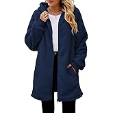 Yanekop Womens Oversized Sherpa Jacket Fuzzy Fleece Zip Up Jacket Warm Winter Coats Faux Fur Coat with Pockets
