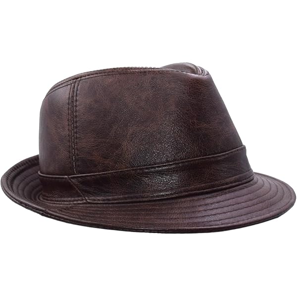 IFSUN Men & Women's Cowhide Jazz Hat Short Brim Suede Leather