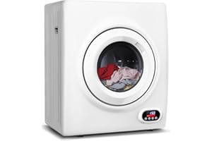 Feelfunn 3.5 Cu.Ft Portable Clothes Dryer - 1500W Clothes Dryer with Stainless Steel Tub, Front Load Tumble, LCD Touch Panel - Compact Drying Unit for Laundry, Apartments, Dorms