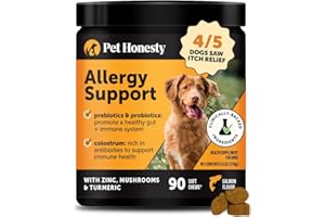 Pet Honesty Dog Allergy & Itch Relief - Advanced Itch Supplement with Probiotics for Dogs - Immune Support & Skin Relief for Seasonal Allergies - Natural Itchy Skin & Paw Relief - (Salmon, 90 Ct)