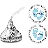 324 Its a Boy Blue Footprints Kisses Labels for Baby Shower Or Baby Sprinkle Party Or Event Decorations, Stickers, Wrappers, 