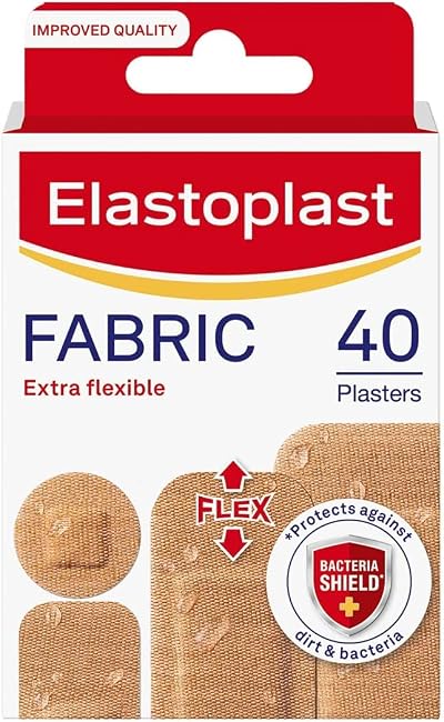 Elastoplast Extra Flexible Fabric Plaster Strips 40 pcs Tan Waterproof Adhesion