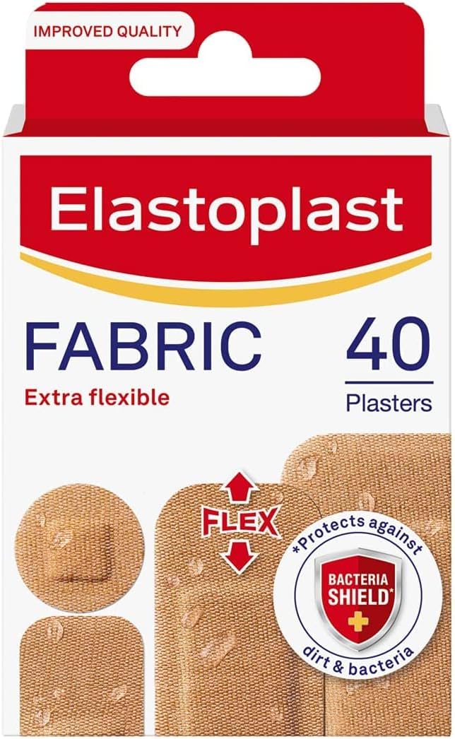Elastoplast Extra Flexible Fabric Plaster Strips 40 pcs Tan Waterproof Adhesion