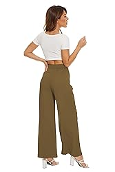 FUNYYZO Women's Wide Leg Pants High Elastic Waisted