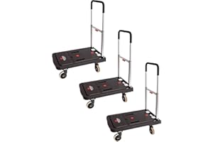 Magna Cart 3 Pack Collapsible Dolly Cart, Rolling Trolley with Wheels, 300 Lbs