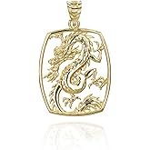 Chinese Dragon Pendant Necklace Fine Real Solid 10Kt Gold
