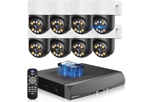 OHWOAI 《2-Way Audio & Auto-Tracking》4K Outdoor Wired Security Camera System,360 Degrees Security PTZ IP Cameras,Surveillance Video Equipment, Surveillance DVR Kits