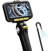 Zealtron Two-Way Articulating Borescope with Light, 5 Inch IPS Screen Industrial Endoscope with 0.24in/6.2mm Articulated Probe, 5ft Highly Resilient Snake Cable Inspection Camera for Wall Automotive