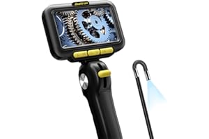 Zealtron Two-Way Articulating Borescope with Light, 5 Inch IPS Screen Industrial Endoscope with 0.24in/6.2mm Articulated Probe, 5ft Highly Resilient Snake Cable Inspection Camera for Wall Automotive