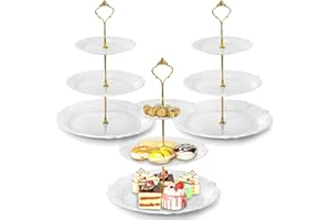 Fasmov 3 Pack Plastic Cupcake Stand, 3 Tier Cupcake Stand Dessert Plates Cake Fruit Candy Display Tower Reusable Pastry Platt