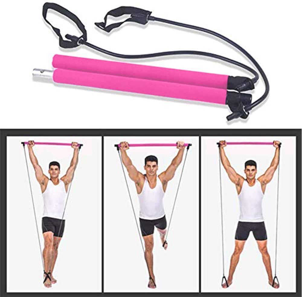 Pilates Exercise Stick Pilates Bar Kit Portable Exercise Resistance Band Toning Bar Home Gym Yoga Pilates with Foot Loop for Total Body Workout : Sports & Outdoors