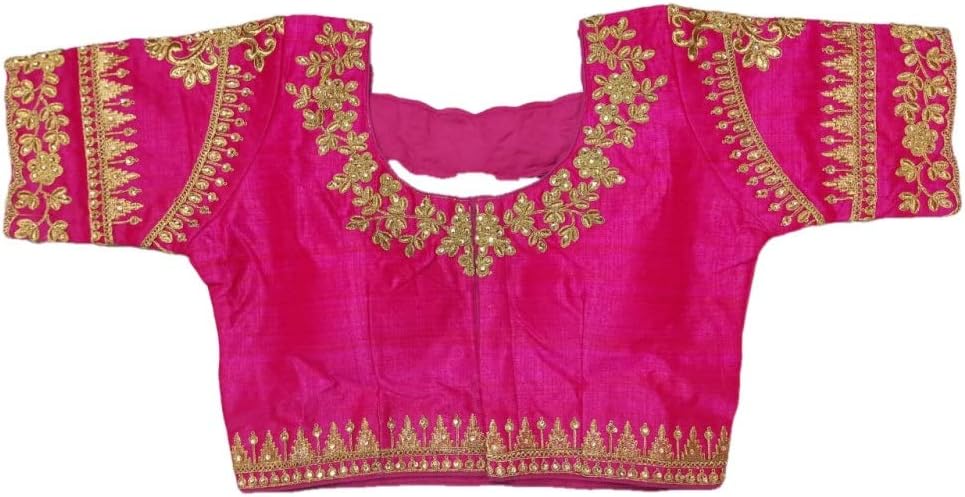 Women's Party Wear Readymade Blouse Saree Full Stitch Blouse Saree Padded Blouse Saree for Saree Top - 282 Pink