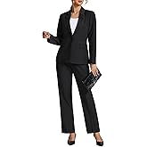 LookbookStore Pant Suits for Women Dressy 2 Piece Blazer and High Rise Straight Leg Pants Sets Business Casual Outfits