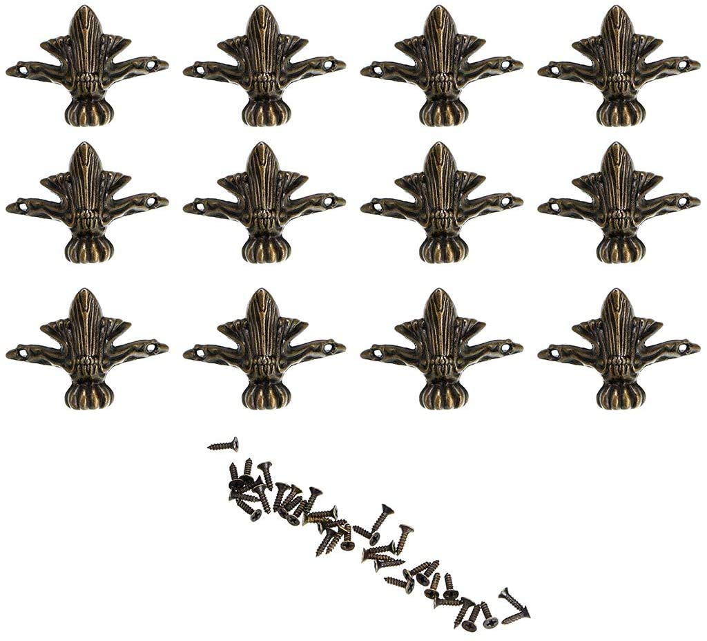 Namvo 12 Pcs Vintage Metal Decorative Feet Leg Jewelry Keepsake Wood Box Edge Guard Corner Protectors Green Bronze