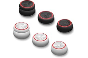 AMOACCESSORIES Thumb Grips Caps Performance Joystick Cover Controller for CQC FPS Games, Compatible with PS5, PS4, Xbox Series X/S,Xbox One,Switch Pro,3Pairs(6pcs) Silicone Cyclone Pattern Red