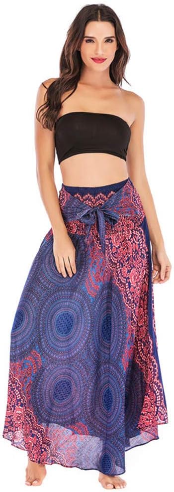 iYBUIA Women Casual Peacock Print Summer Loose Yoga Trousers Baggy Boho Aladdin Jumpsuit Harem Pants