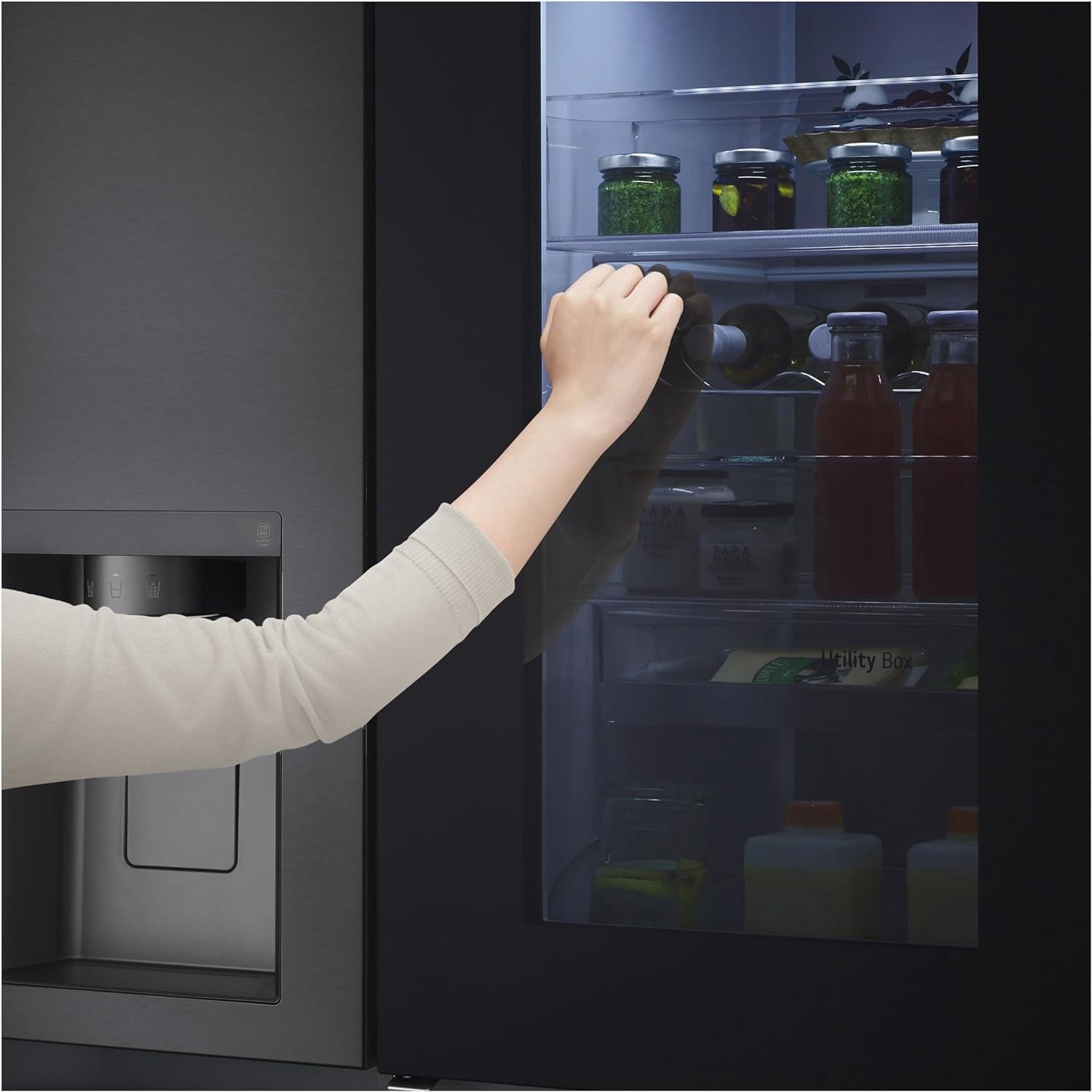 LG Electronics GSXV90MCDE Side-by-Side mit InstaView Door-in-Door | Craft Ice | EIS-, Crushed - und Wasserspender | 635 Liter Kapazität | Festwasseranschluss | Schwarz 5