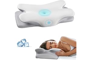 HOBEST Cervical Neck Pillow for Pain Relief - Contour Memory Foam Pillows with Cooling Pillowcase, Neck Support Pillows for Sleeping, Ergonomic Orthopedic Pillow for Side, Back, Stomach Sleepers