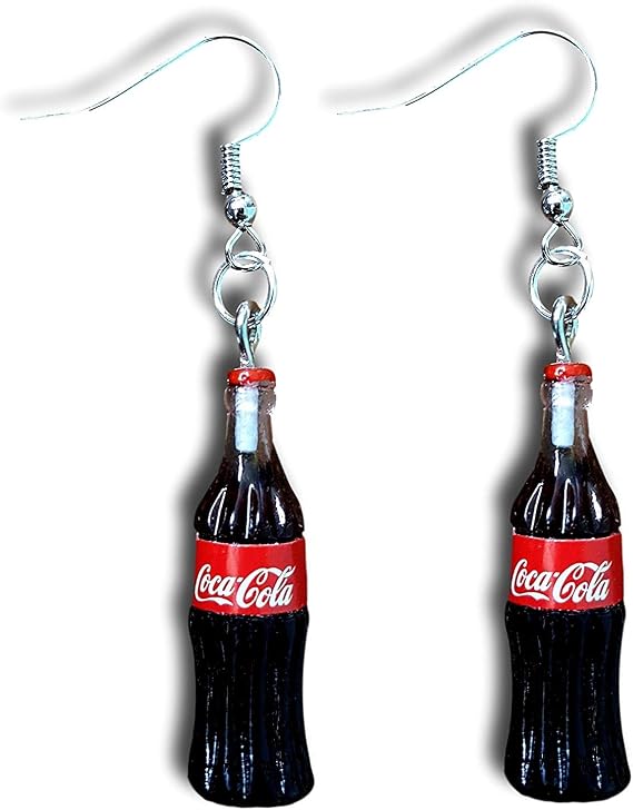 aretes con diseño de cocacola