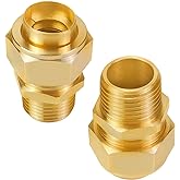 Kinchoix 1/2" NPT Brass Pipe Fittings Male Threaded Hex Nipple Brass Tone NPT Male Thread Pipe used for 1/2in Gas Pipe Pack o