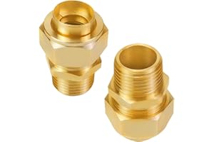 Kinchoix 1/2" NPT Brass Pipe Fittings Male Threaded Hex Nipple Brass Tone NPT Male Thread Pipe used for 1/2in Gas Pipe Pack of 2