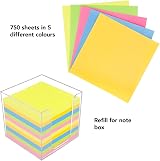 Westcott Note Block Coloured 750 Sheets Refill Pack 9x9cm 5 Colours view 2