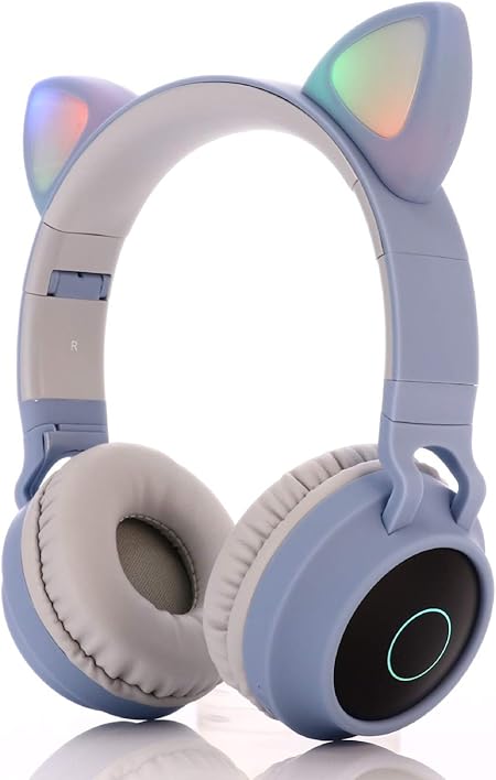 Amazon Co Jp ゲーミングヘッドセット かわいい猫耳ワイヤレスbluetooth 軽量 映画 音楽 ボイスチャット 灰 パソコン 周辺機器