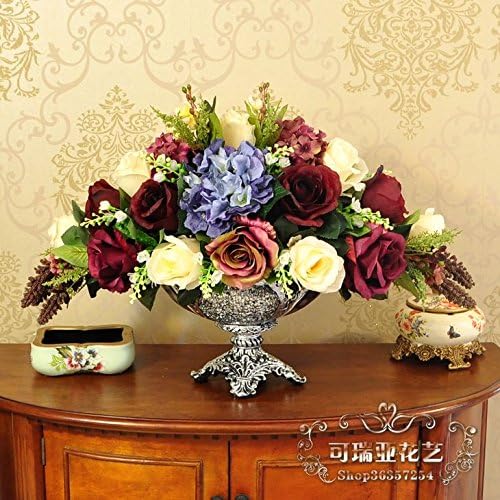 European flower flowers flowers rose Table Decor set the living room decoration vase floral decoration pot,A Roman holiday flower silver bottle