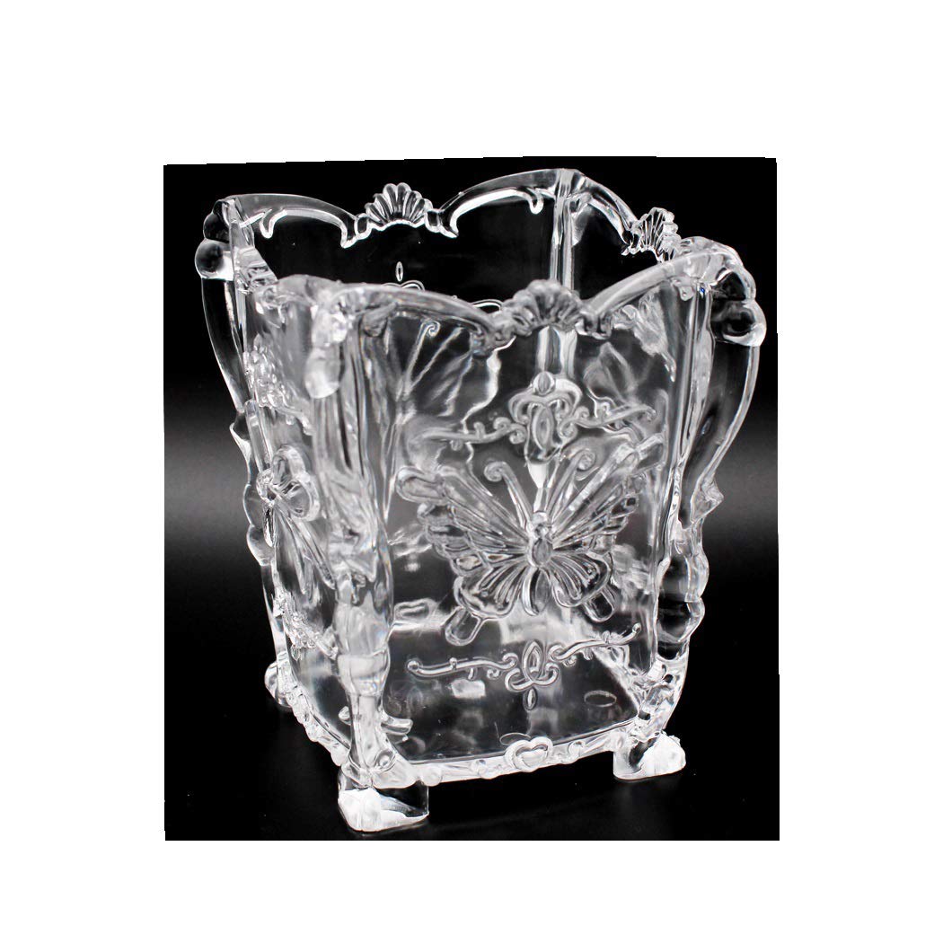 Abcsea 1 piece Short Transparent Pen Holder, Acrylic Pen Holder for Desk, Clear Cosmetic Organizer,Transparent Makeup Organizer