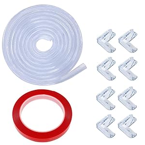 Transparent Corner Guards, Furniture Edge Protectors Soft Silicone Bumper Strip,20 ft Edge +8 Corners +43 ft Double-Sided Tape for Cabinets, Tables, Household Appliances, etc (Transparent)