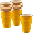 Yellow Sunshine Plastic Cups (Pack of 20) - 12 oz. - Versatile Drinkware for Indoor & Outdoor Parties, Weddings, Birthdays, Celebrations & More