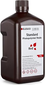 ELEGOO Standard 3D Printer Resin Clear Red 2KG 405nm Fast Curing Photopolymer