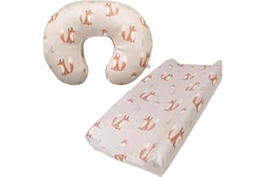 iEvolve Nursing Feeding Pillow Cover for Baby Boy Girl，Cover Only(Pillow & Pad Cover Fox Pack of 2)