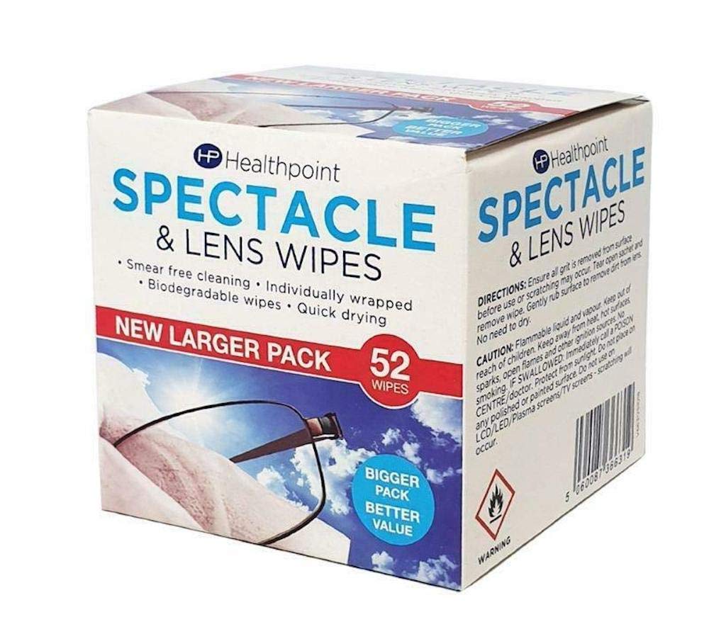 Healthpoint Glasses Wipes 624 Individually Wrapped Lens Wipes - Also Suitable for Cameras, Binoculars & Smartphone Screens