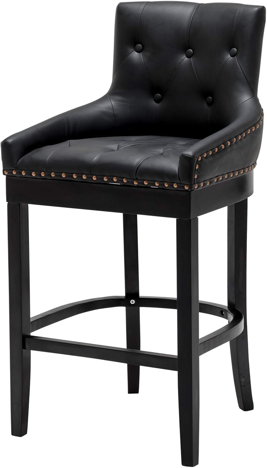 Eugad Set Of 1 Bar Stools Black Kitchen Counter Island Bar Chairs Padded Leatherette Seat Solid Wood Frame 0281by 1 Amazon Co Uk Kitchen Home